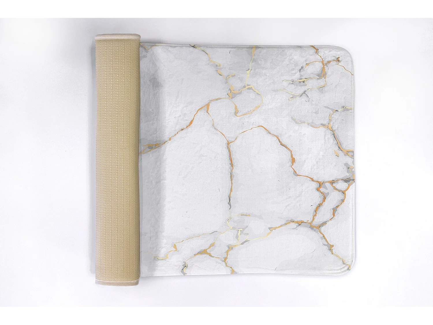 Weicher Badezimmerteppich 75x45 cm - Rutschfester Badezimmerteppich Heller Marmor