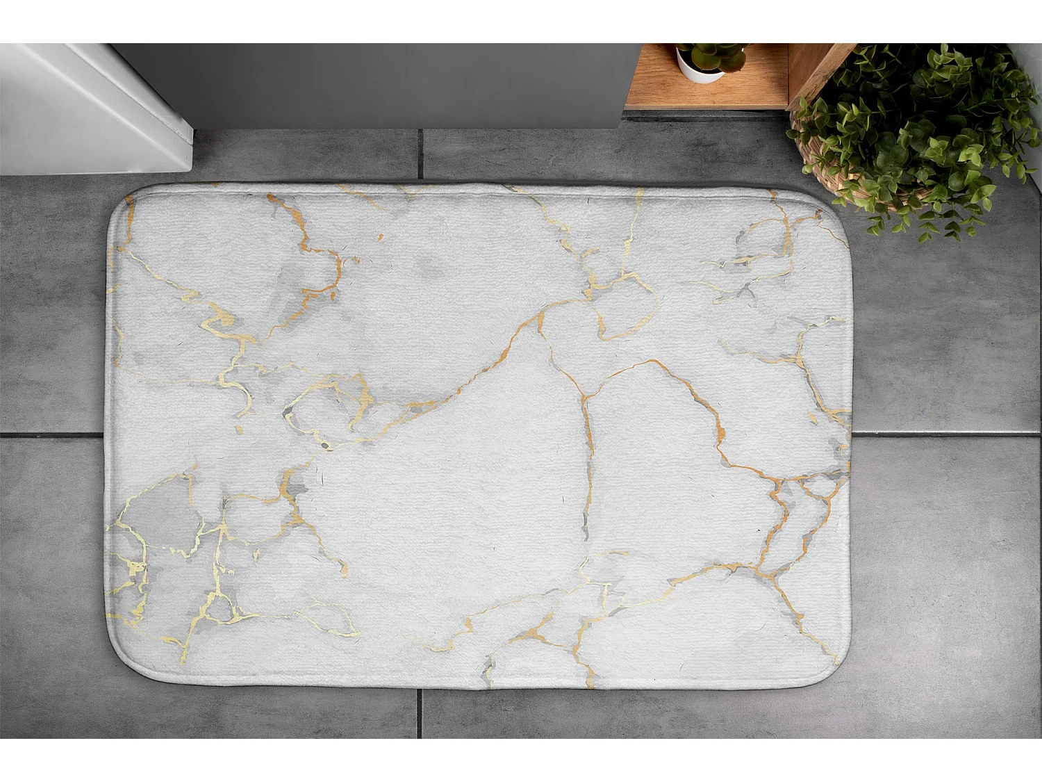 Tapis de salle de bain doux 75x45 cm - Tapis de salle de bain antidérapant Marbre clair