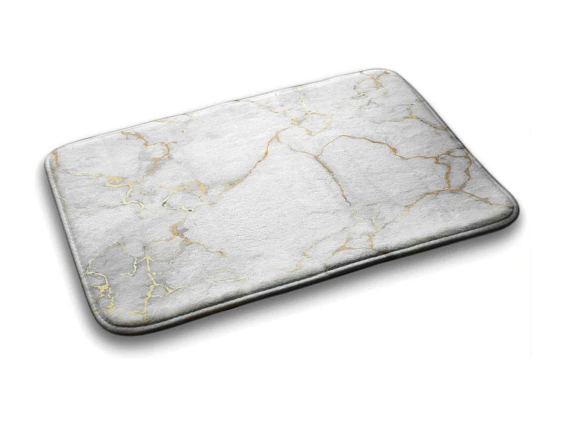 Weicher Badezimmerteppich 75x45 cm - Rutschfester Badezimmerteppich Heller Marmor