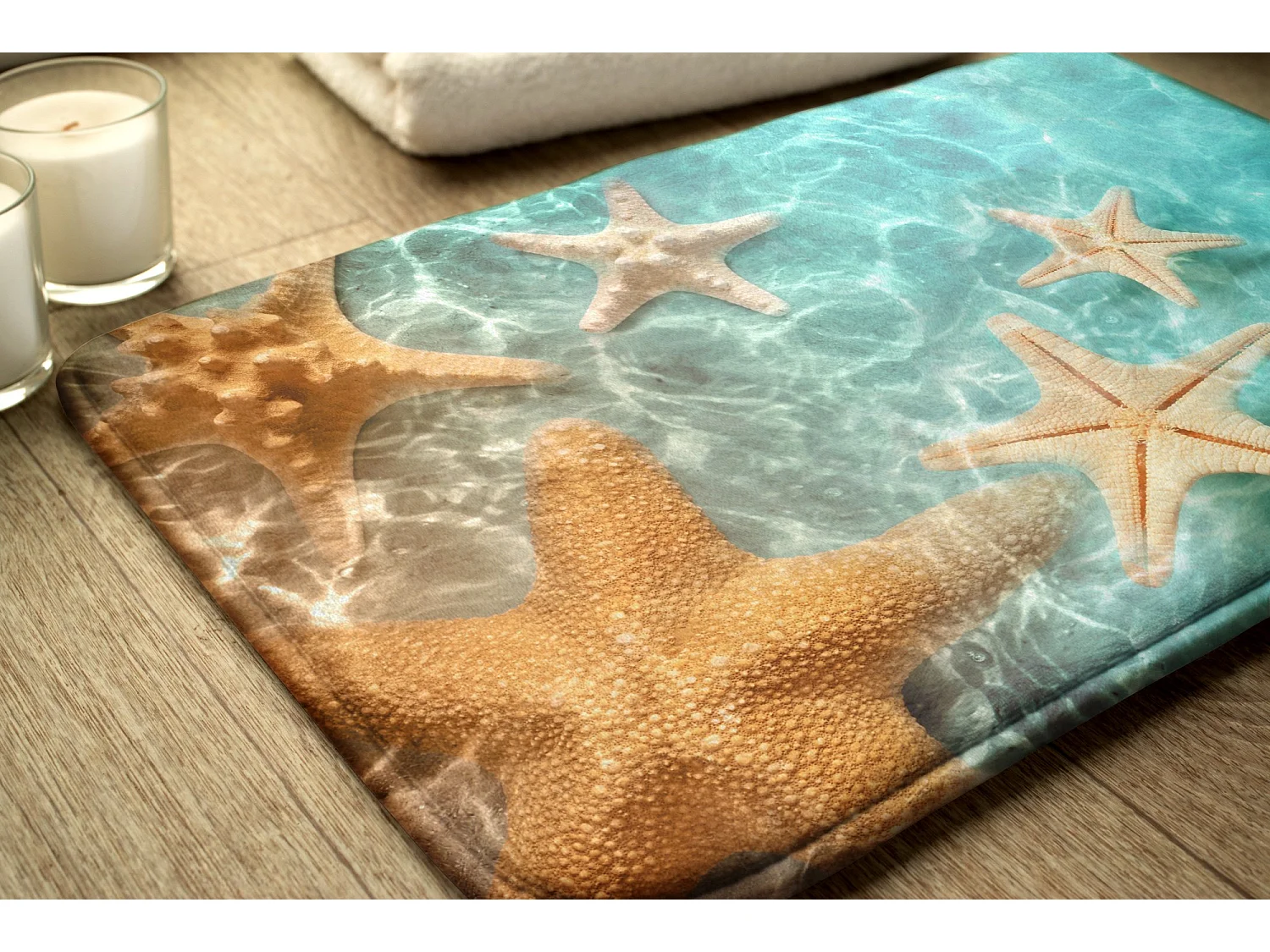 Tapis de salle de bain élégant 90x60 cm - Tapis de salle de bain moderne Étoile de mer