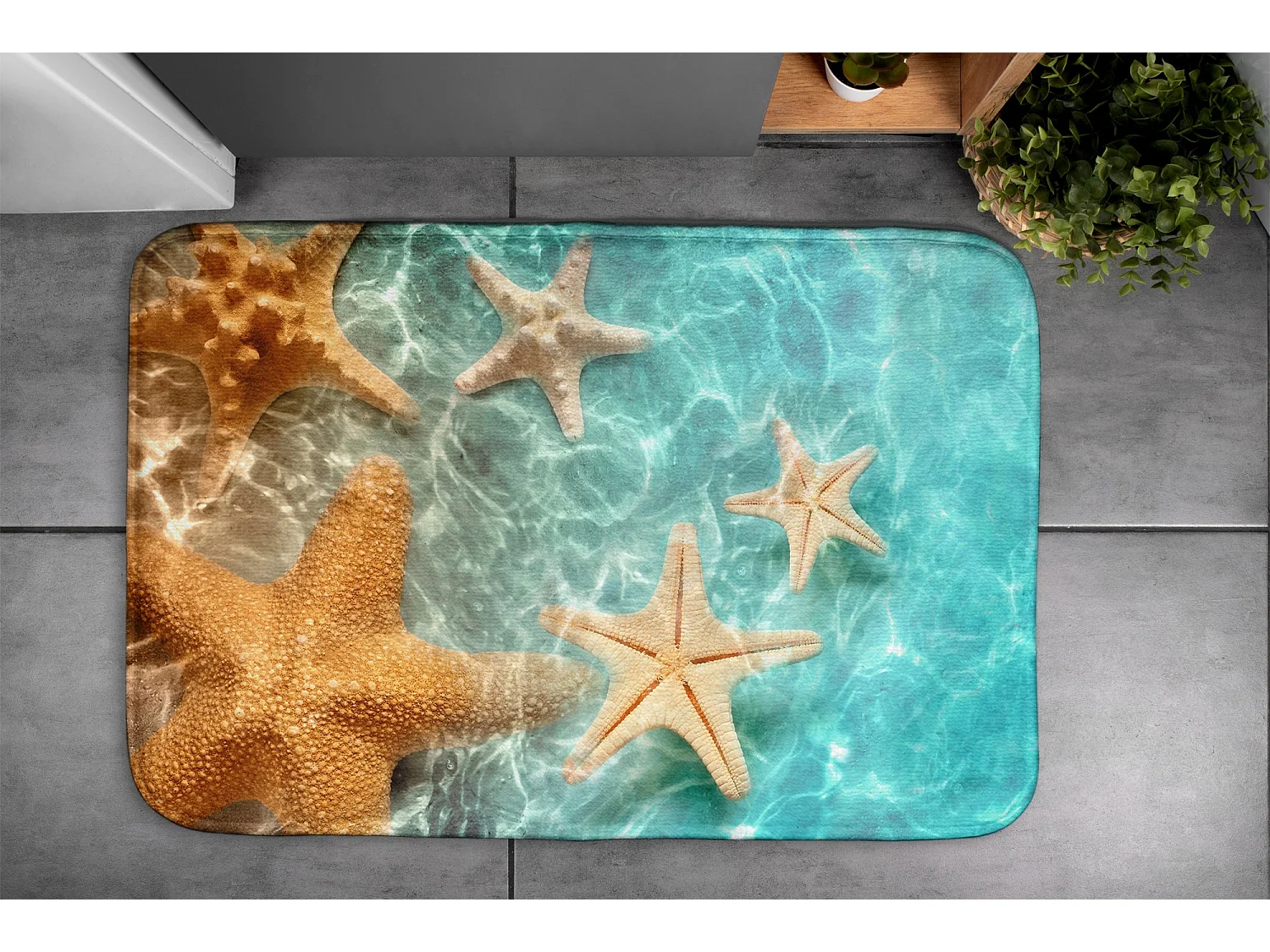 Tapis de salle de bain élégant 90x60 cm - Tapis de salle de bain moderne Étoile de mer