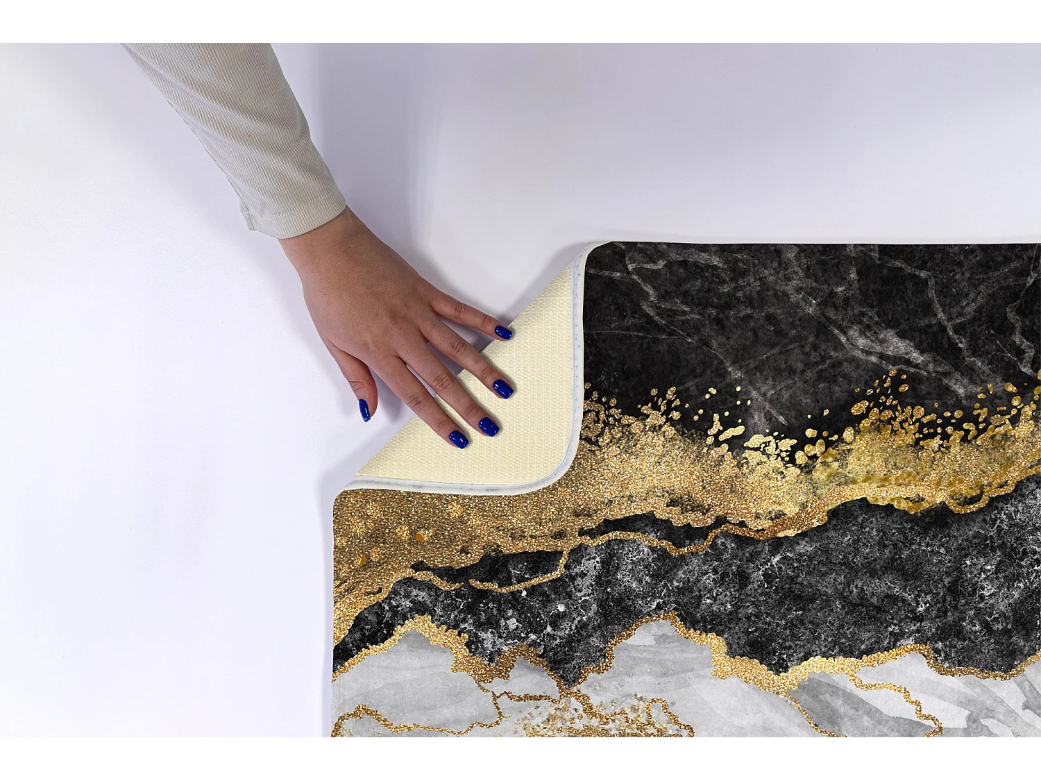 Luxe badkamerkleed 90x60 cm - Zachte badmat Gouden marmer