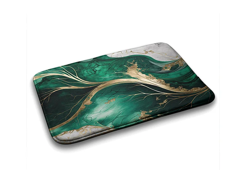 Eleganter Badezimmerteppich 75 x 45 cm – moderner Badezimmerteppich aus sattem grünem Marmor
