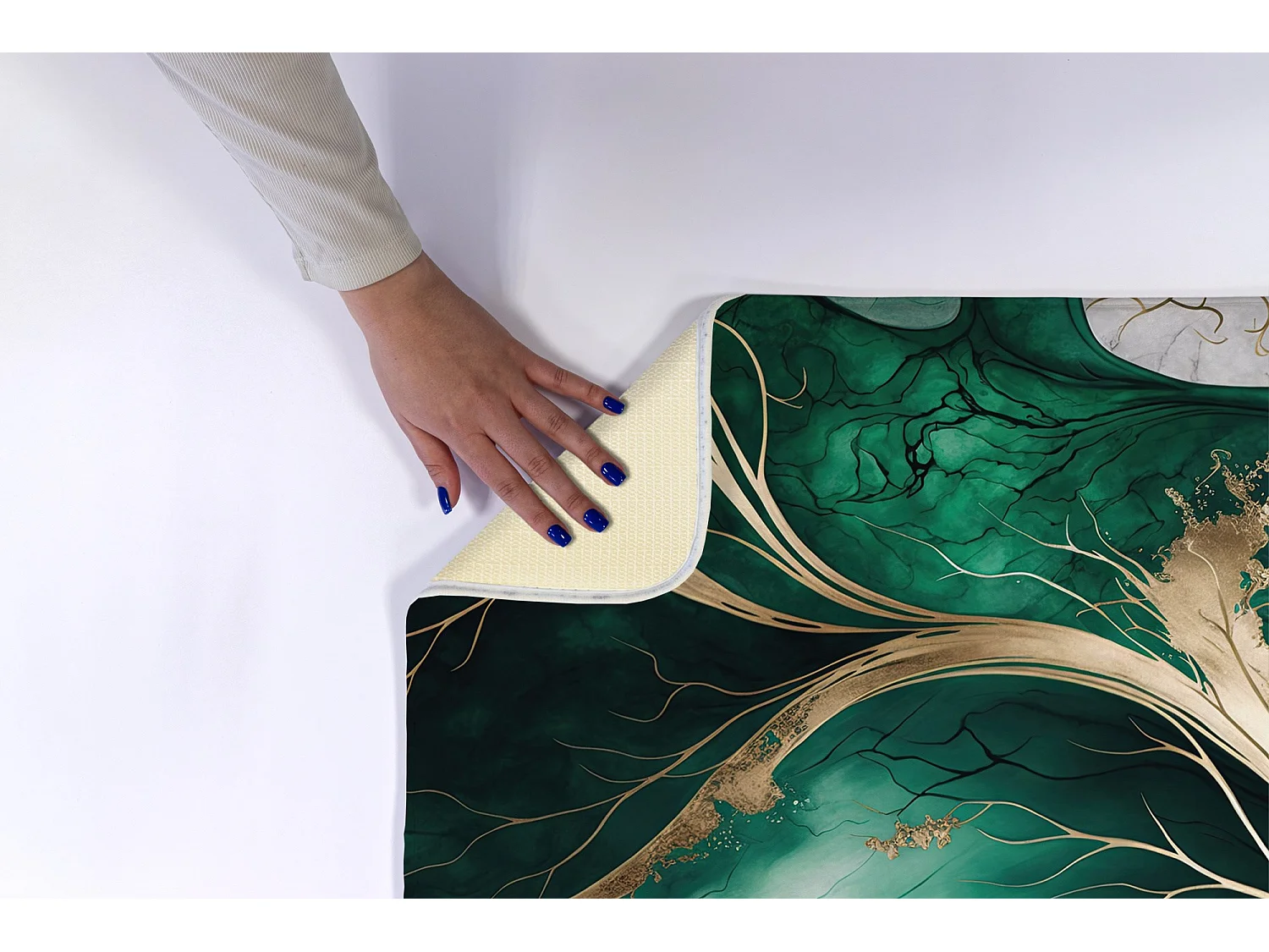 Eleganter Badezimmerteppich 75 x 45 cm – moderner Badezimmerteppich aus sattem grünem Marmor