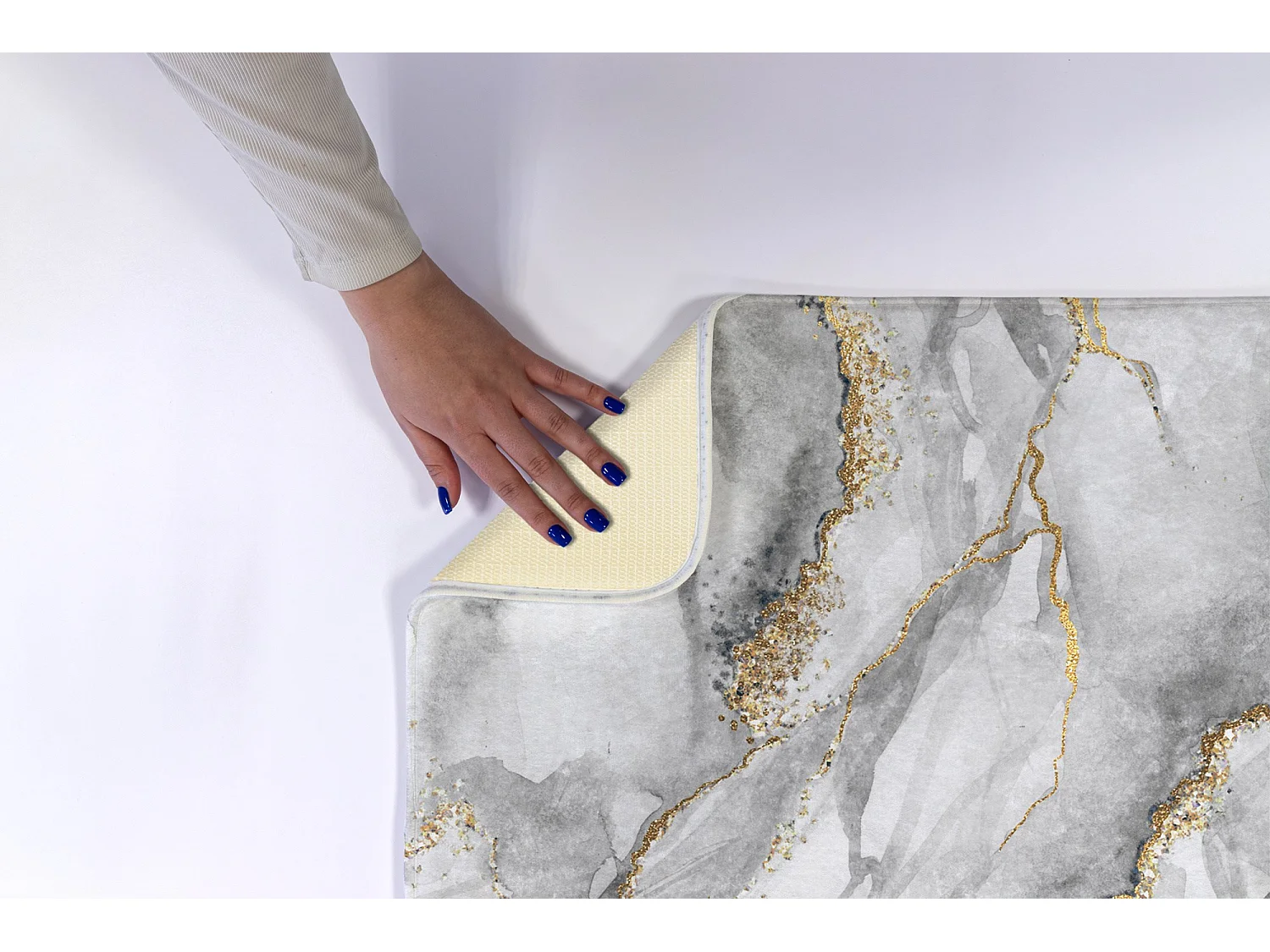 Alfombra de Baño Suave 90x60 cm - Elegante Alfombra de Baño Antideslizante de Mármol Gris