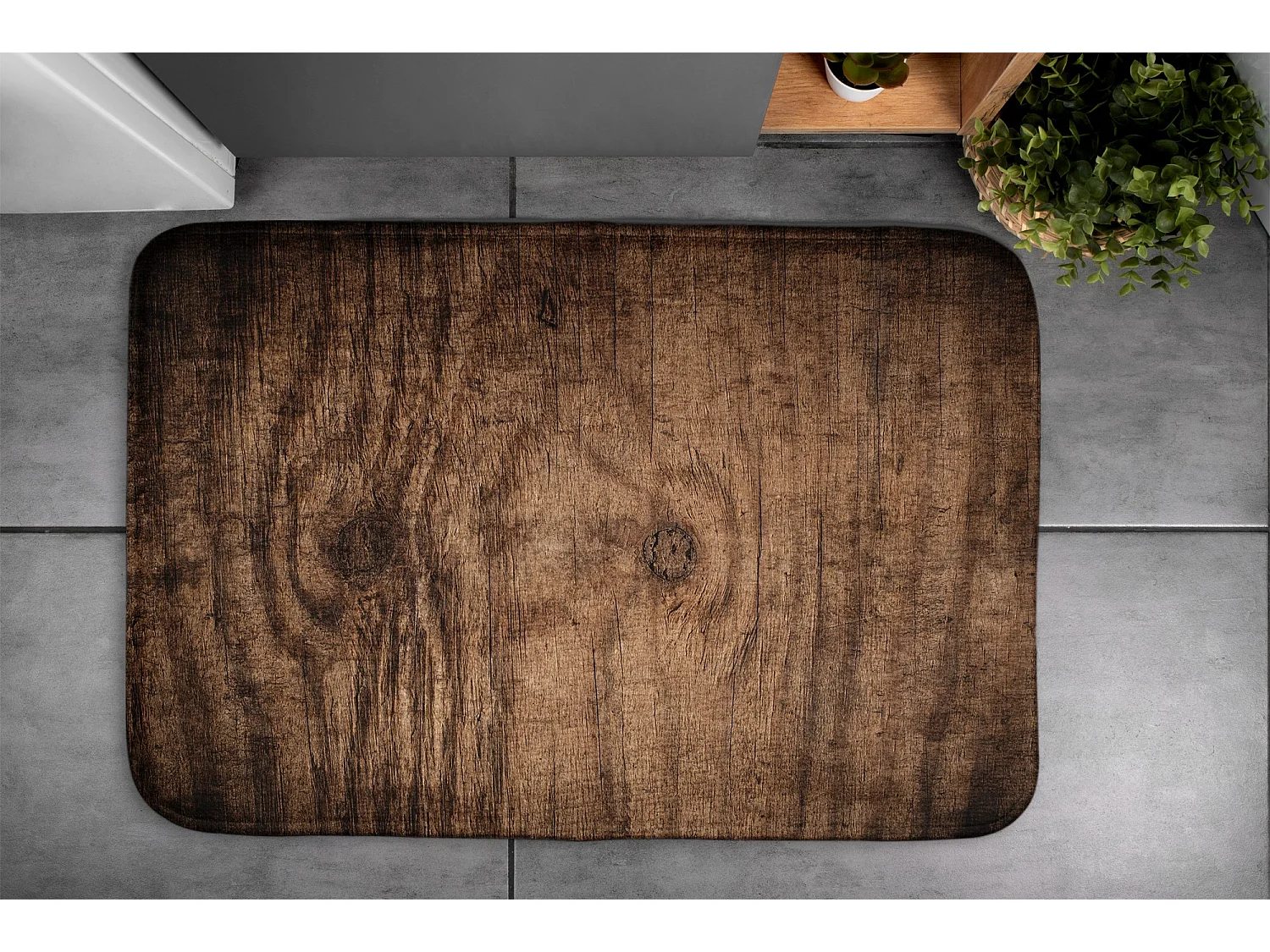 Badezimmermatte 90x60 cm - Rutschfeste Badezimmermatte aus Naturholz