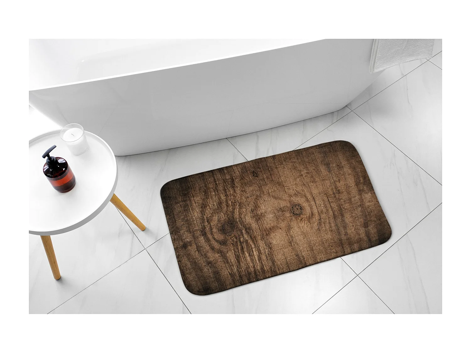 Badezimmermatte 90x60 cm - Rutschfeste Badezimmermatte aus Naturholz