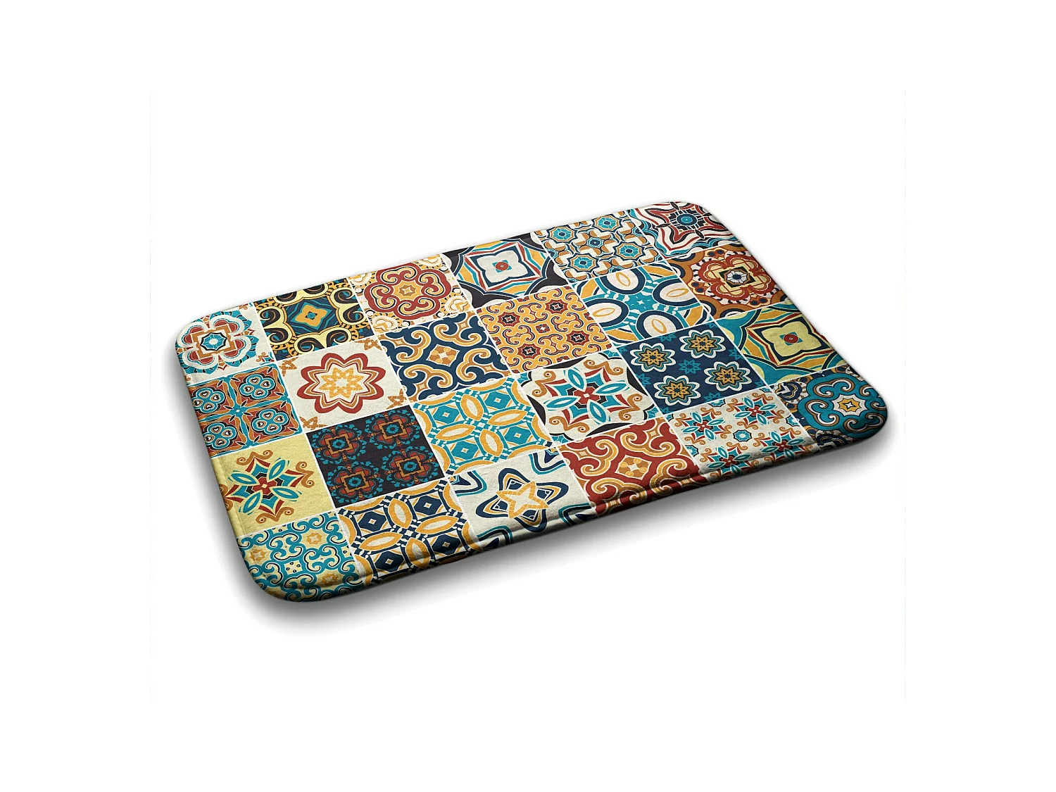 Tapis de salle de bain de luxe 90x60 cm - Tapis de bain doux décoratif Azulejo