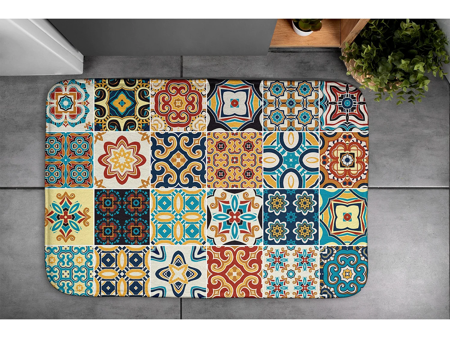 Alfombra de baño de lujo 75x45 cm - Alfombra de baño suave decorativa Azulejo