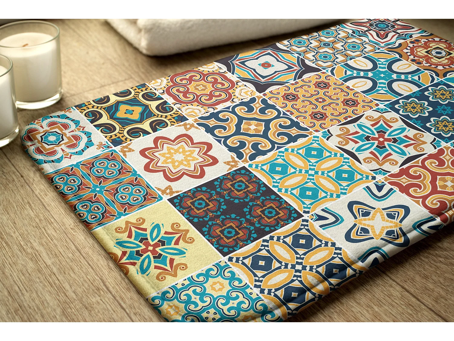 Luxe badkamerkleed 75x45 cm - Azulejo decoratieve zachte badmat