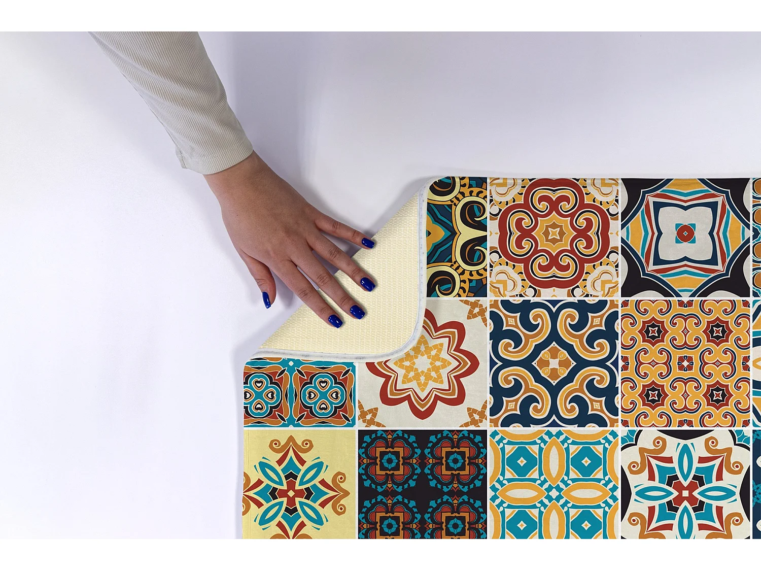 Luxe badkamerkleed 75x45 cm - Azulejo decoratieve zachte badmat