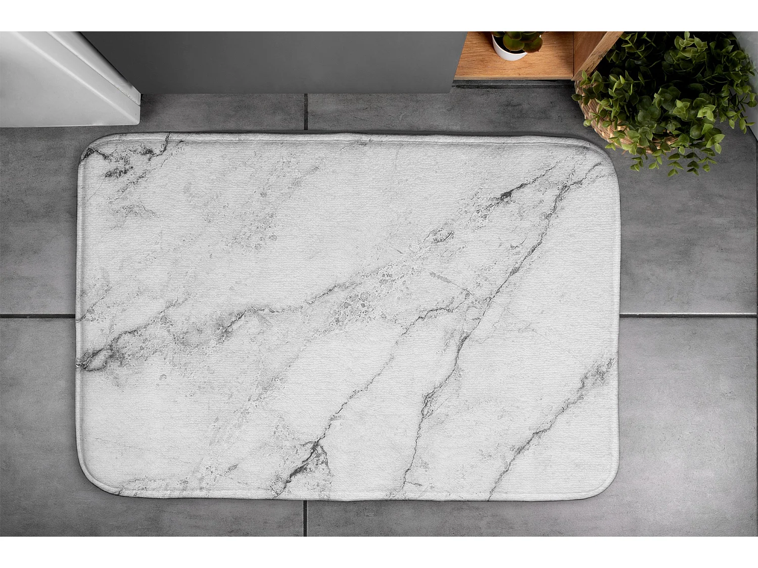 Luxuriöser Badezimmerteppich 90 x 60 cm – weiche Badematte aus reinem weißem Marmor