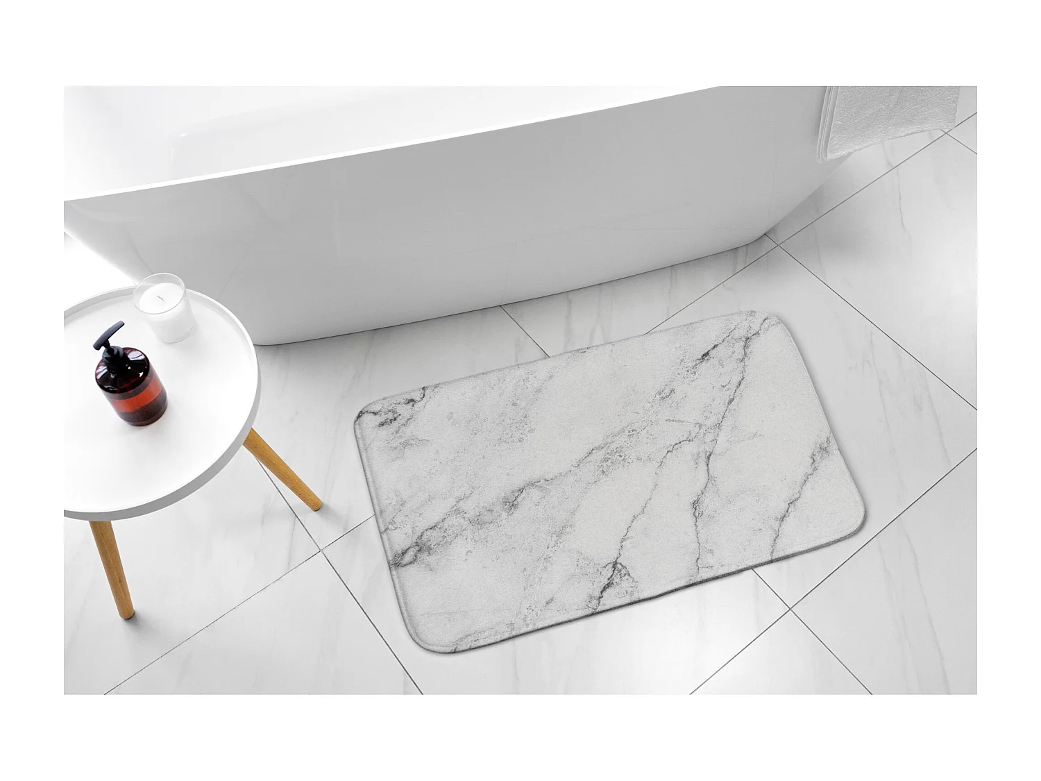 Luxuriöser Badezimmerteppich 90 x 60 cm – weiche Badematte aus reinem weißem Marmor