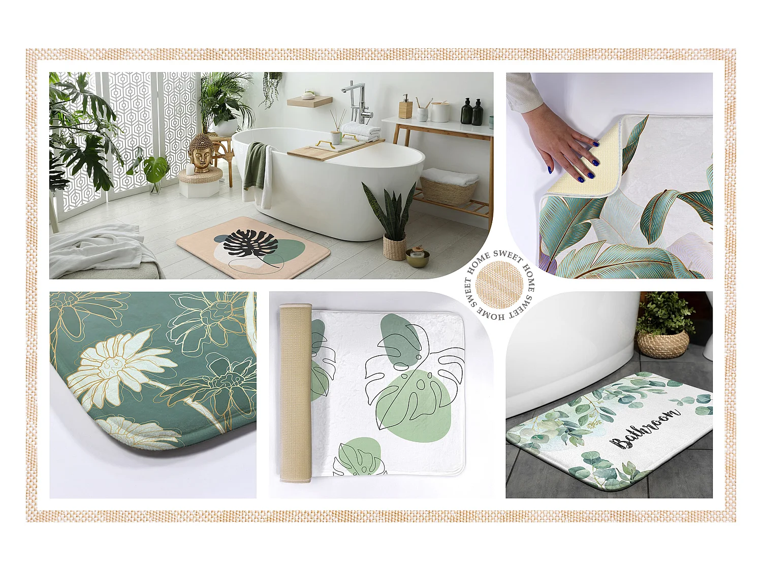 Tapis de salle de bain de luxe 90x60 cm - Tapis de bain doux Marbre blanc pur