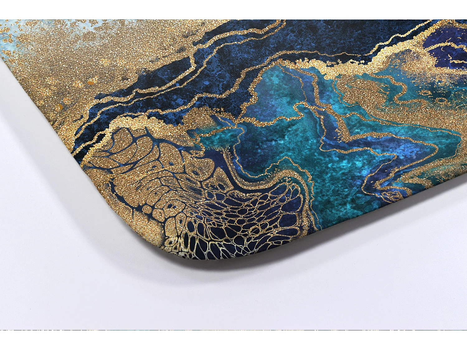 Luxuriöser Badezimmerteppich 90 x 60 cm – weicher Badeteppich aus blauem Marmor