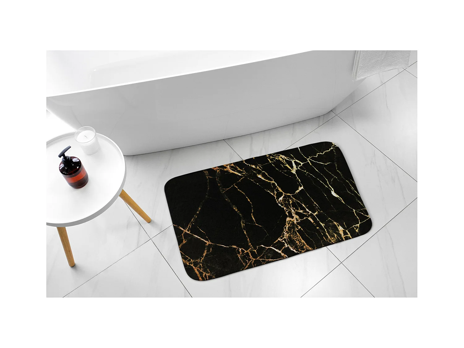 Tapis de salle de bain doux 90x60 cm - Tapis de salle de bain antidérapant motif marbre classique
