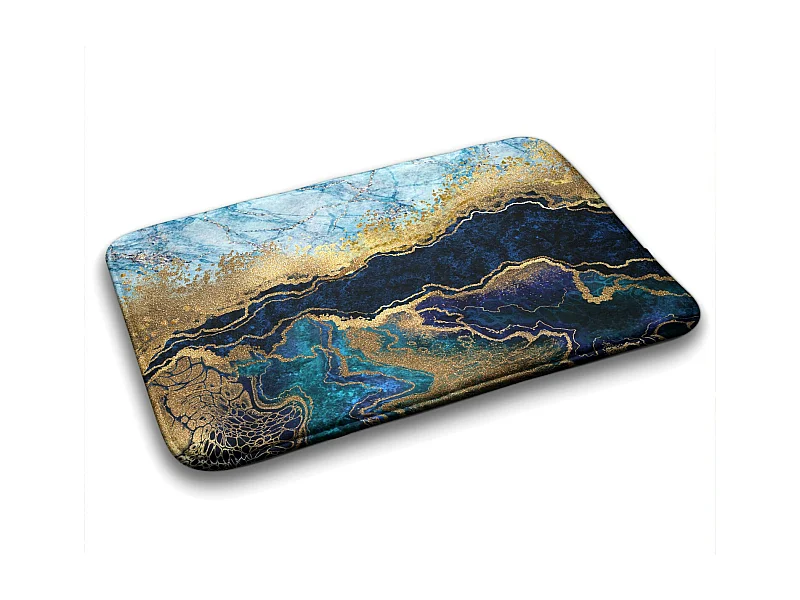 Luxe badkamerkleed 75x45 cm - Zachte badmat Blauw marmer