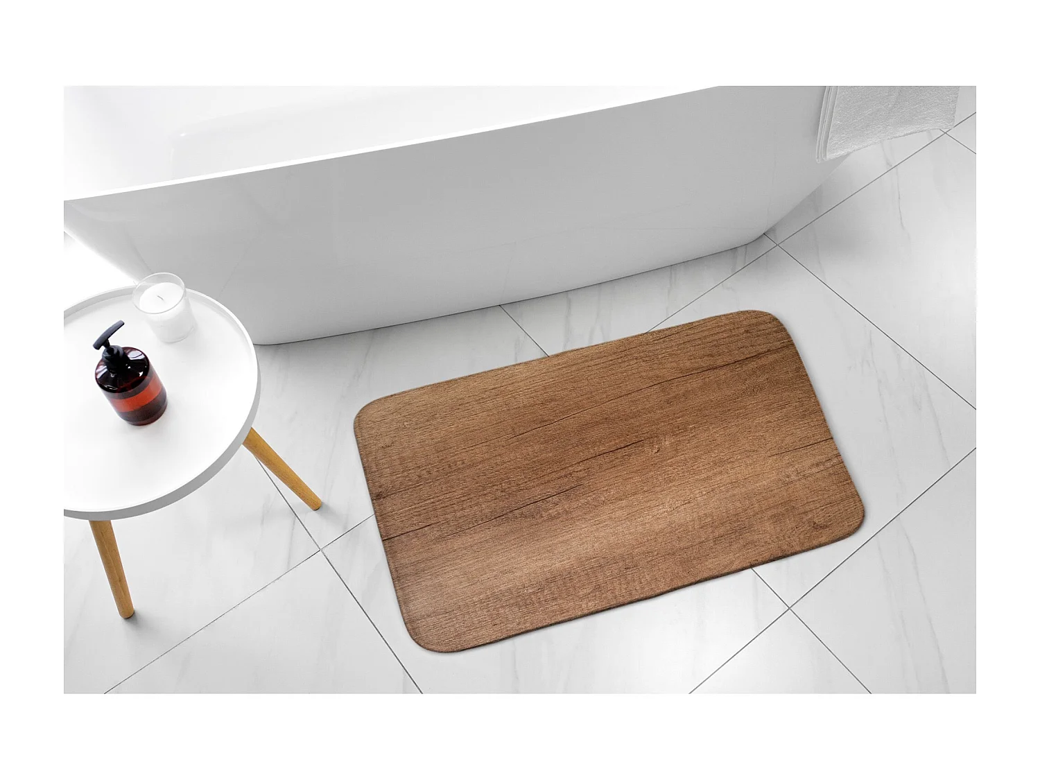 Badkamermat 75x45 cm - Antislip badkamermat Plank van natuurlijk hout