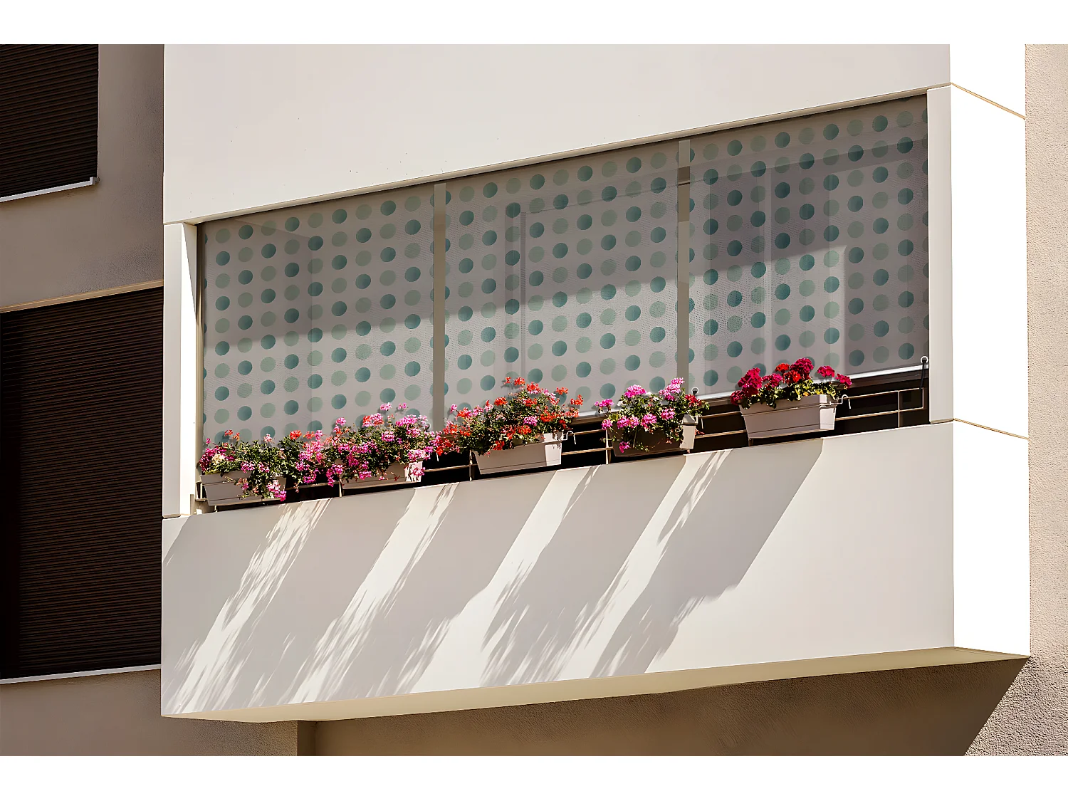 Modern buitenrolgordijn - 80x290 cm - Tweekleurige stippen Balkongordijn, Balkonrolgordijnen, Zonwerend gordijn