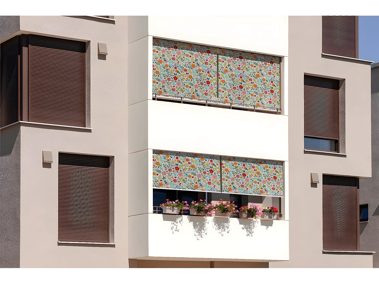 Store enrouleur extérieur unique - 60x290 cm - Prairie colorée Rideau de balcon, Stores enrouleurs de balcon, Rideau de protection solaire