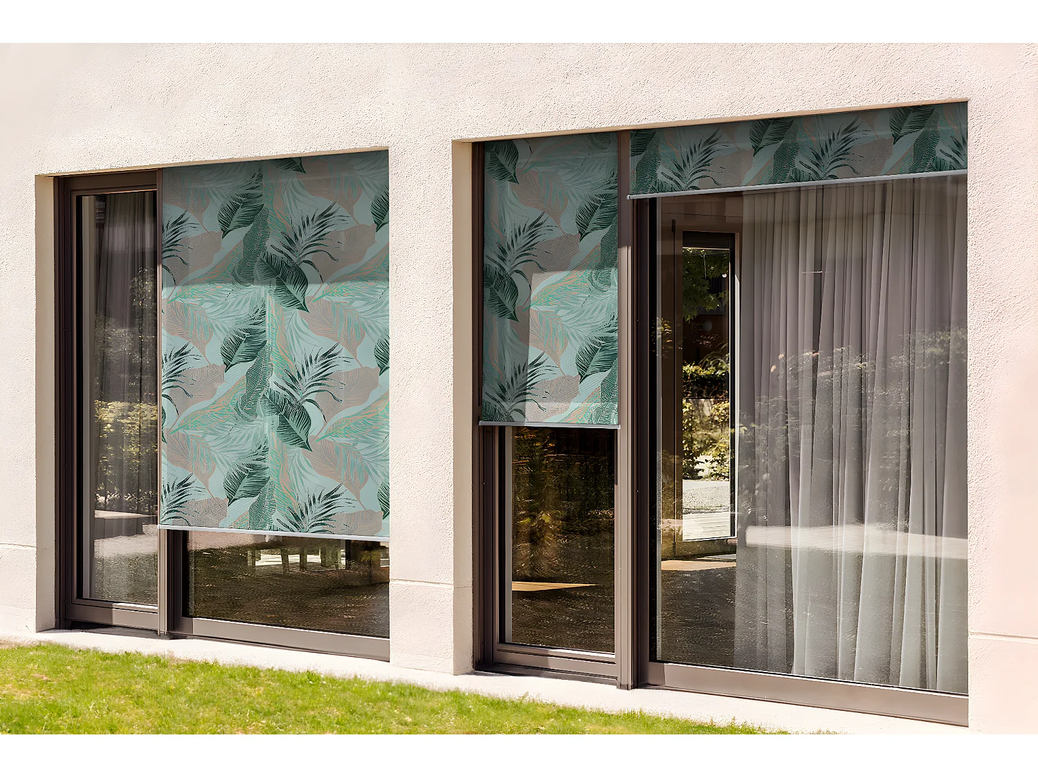 Store enrouleur extérieur original - 50x290 cm - Feuilles au motif tropical Rideau de balcon, Stores enrouleurs de balcon, Rideau pare-soleil