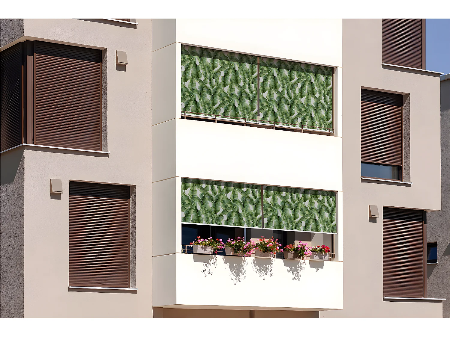 Enkel buitenrolgordijn - 120x290 cm - Bananenbladeren Balkongordijn, Balkonrolgordijnen, Zonneschermgordijn