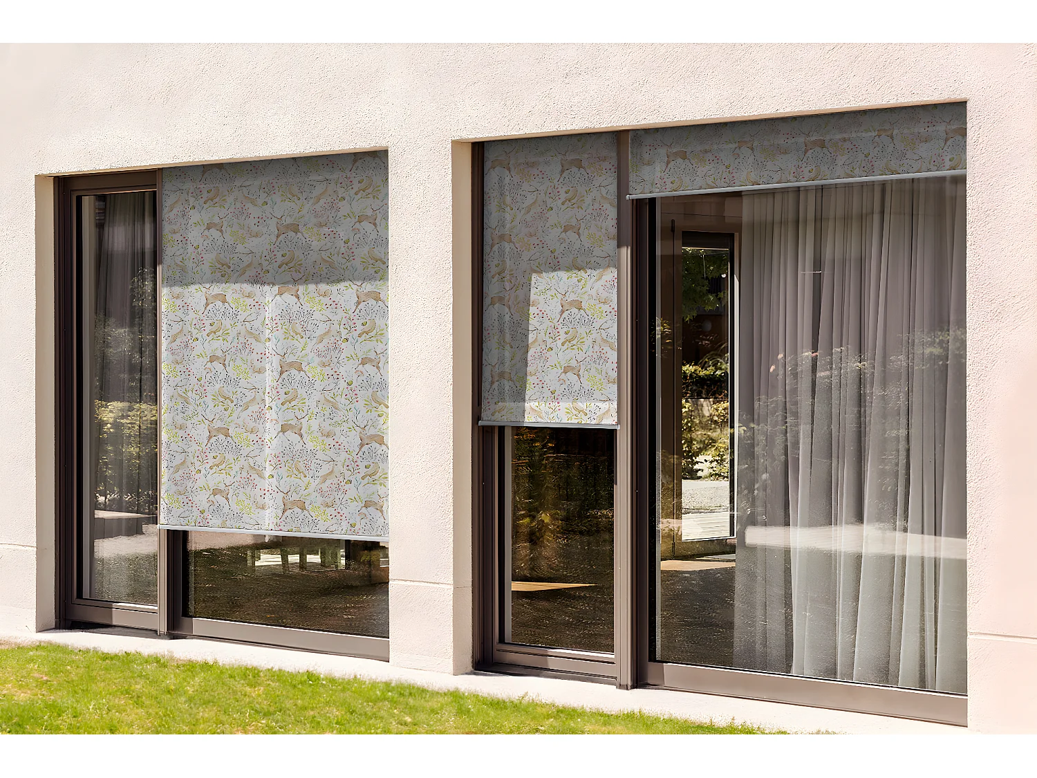 Originales Außenrollo - 150x180 cm - Eichhörnchen und Pflanzen Balkonvorhang, Balkonrollos, Sonnenschutzvorhang