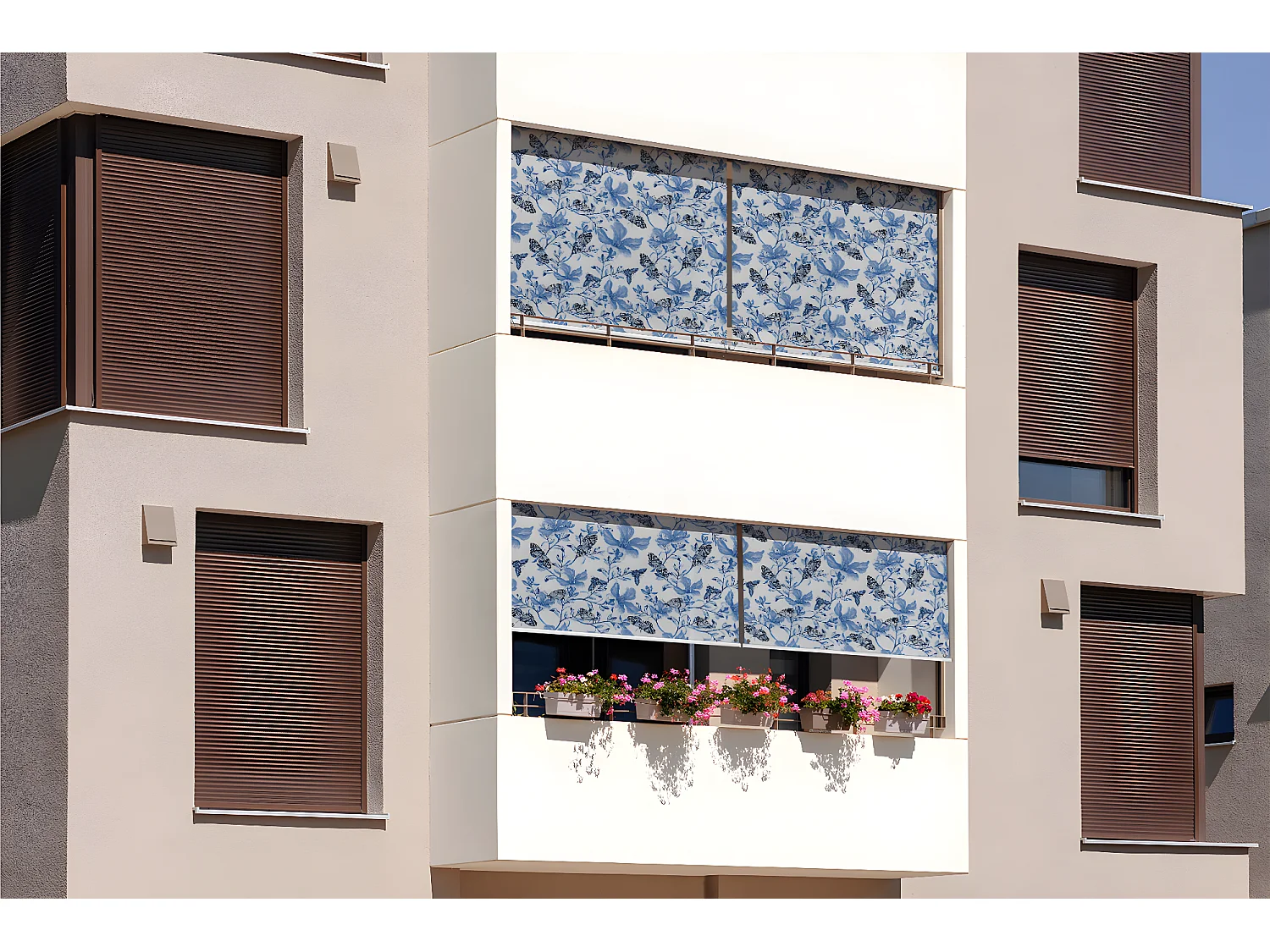 Store enrouleur extérieur original - 140x180 cm - Fleurs et papillons Rideau de balcon, Stores enrouleurs de balcon, Rideau pare-soleil