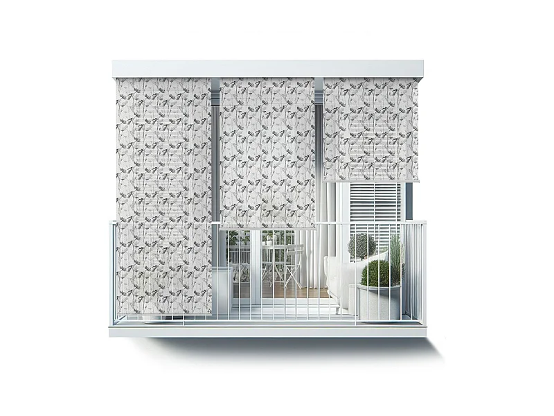 Store enrouleur extérieur élégant - 40x290 cm - Fleurs sur fond blanc Rideau de balcon, Stores enrouleurs de balcon, Rideau pare-soleil