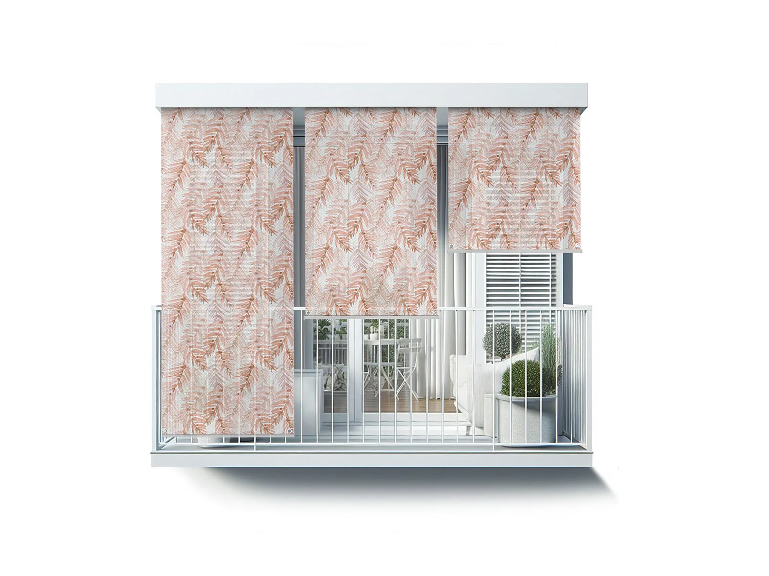 Originales Außenrollo – 80x290 cm – Pastellblätter Balkonvorhang, Balkonrollos, Sonnenschutzvorhang