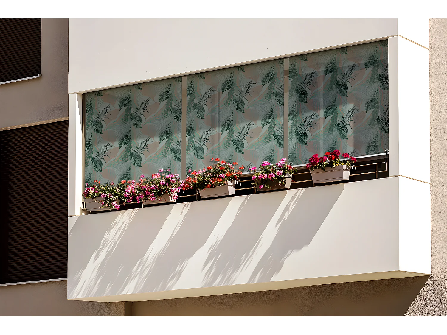 Store enrouleur extérieur original - 60x180 cm - Feuilles au motif tropical Rideau de balcon, Stores enrouleurs de balcon, Rideau pare-soleil