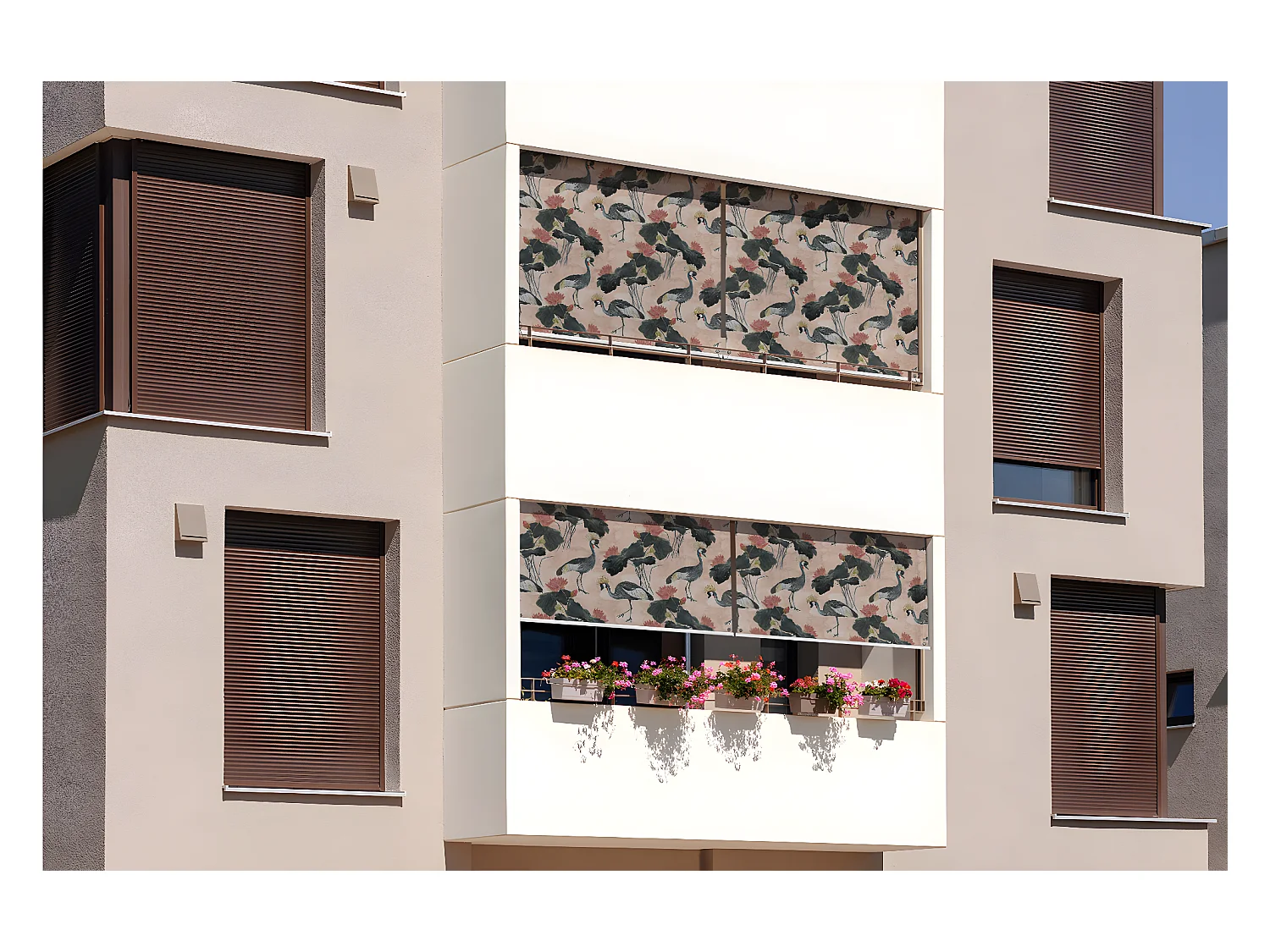 Prachtig buitenrolgordijn - 100x180 cm - Kranen en lotusbloemen Balkongordijn, Balkonrolgordijnen en Zonwerend gordijn