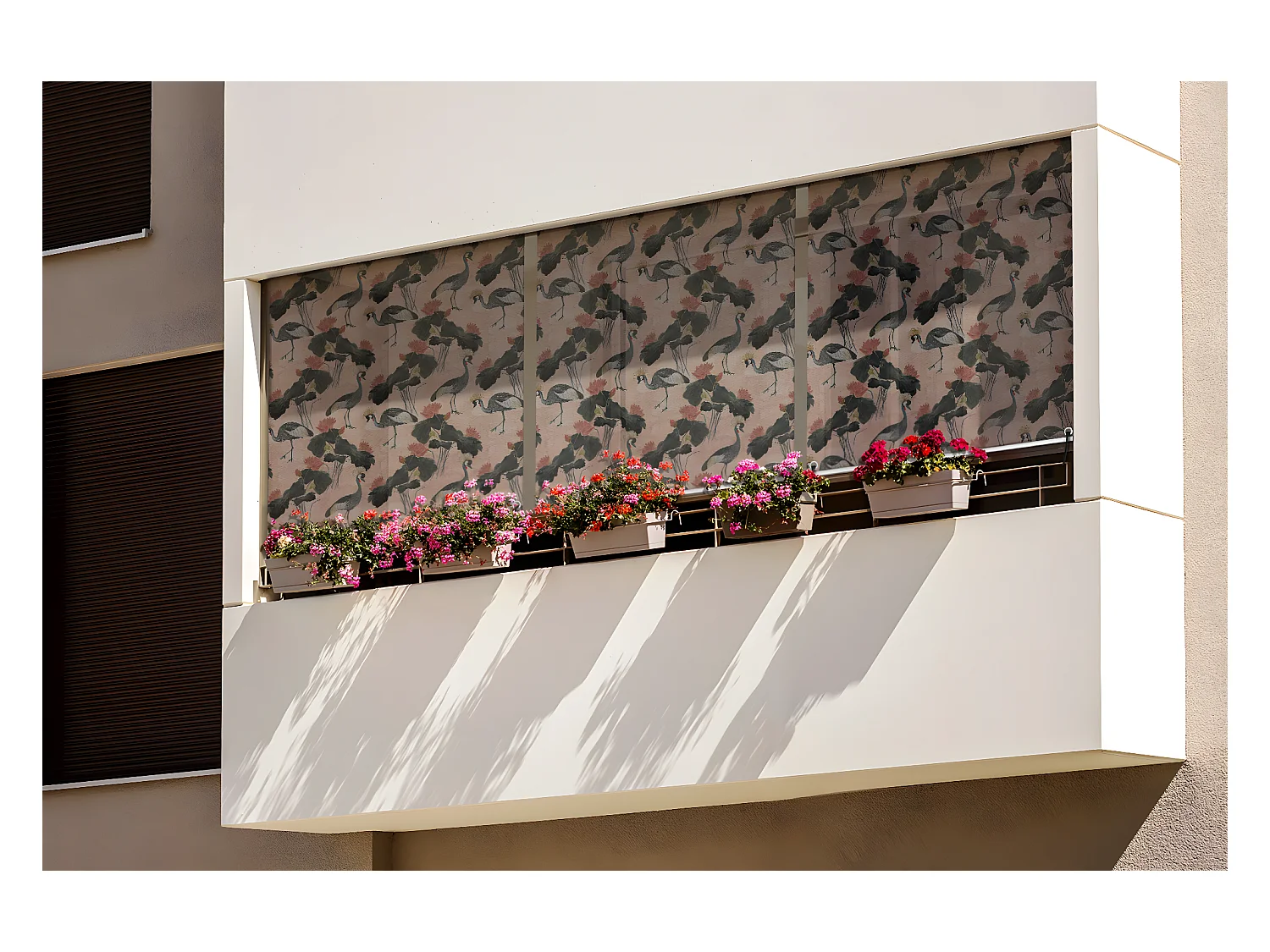 Prachtig buitenrolgordijn - 100x180 cm - Kranen en lotusbloemen Balkongordijn, Balkonrolgordijnen en Zonwerend gordijn