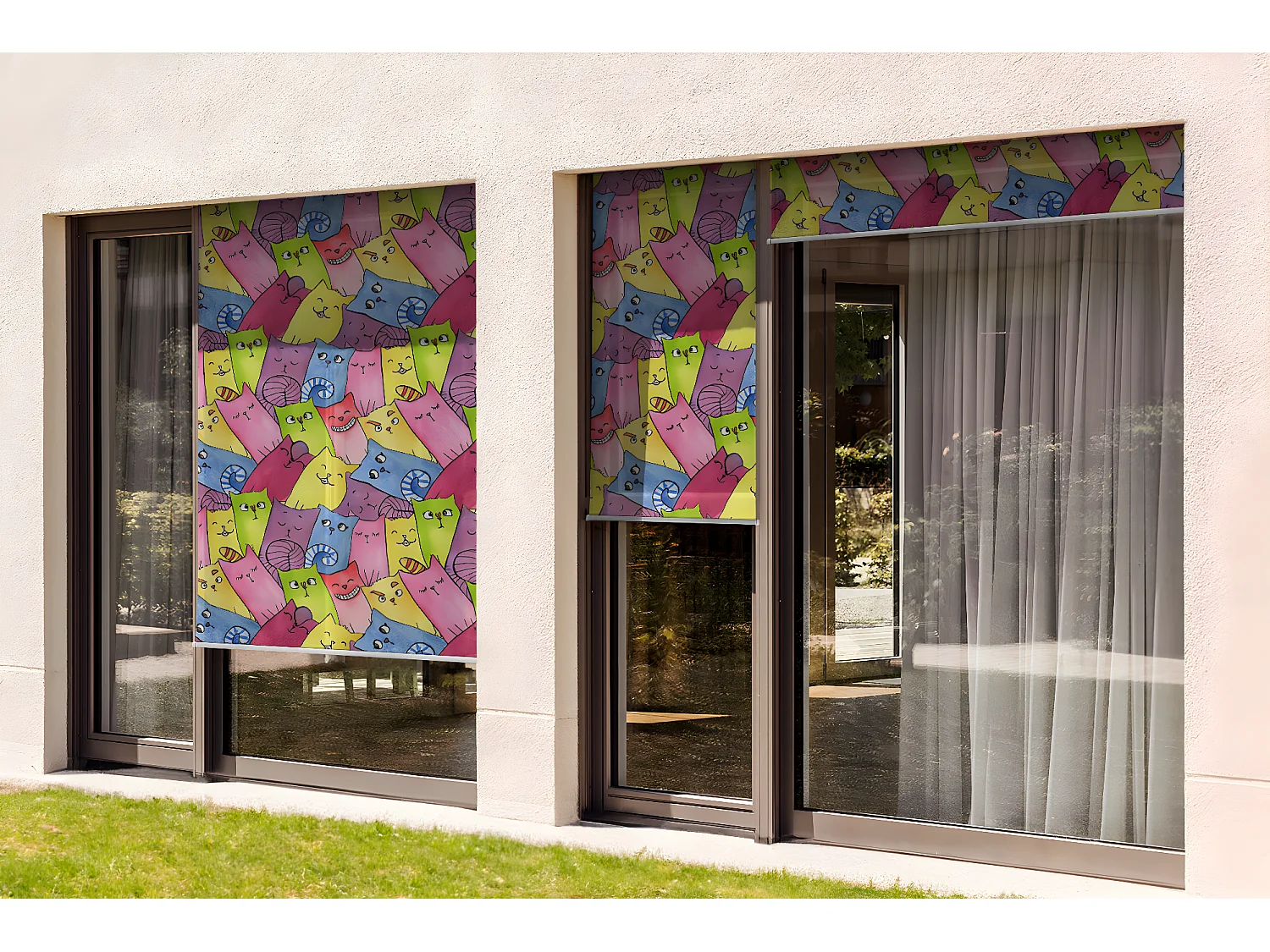 Store enrouleur extérieur unique - 50x180 cm - Fleurs colorées Rideau de balcon, Stores enrouleurs de balcon, Rideau de protection solaire