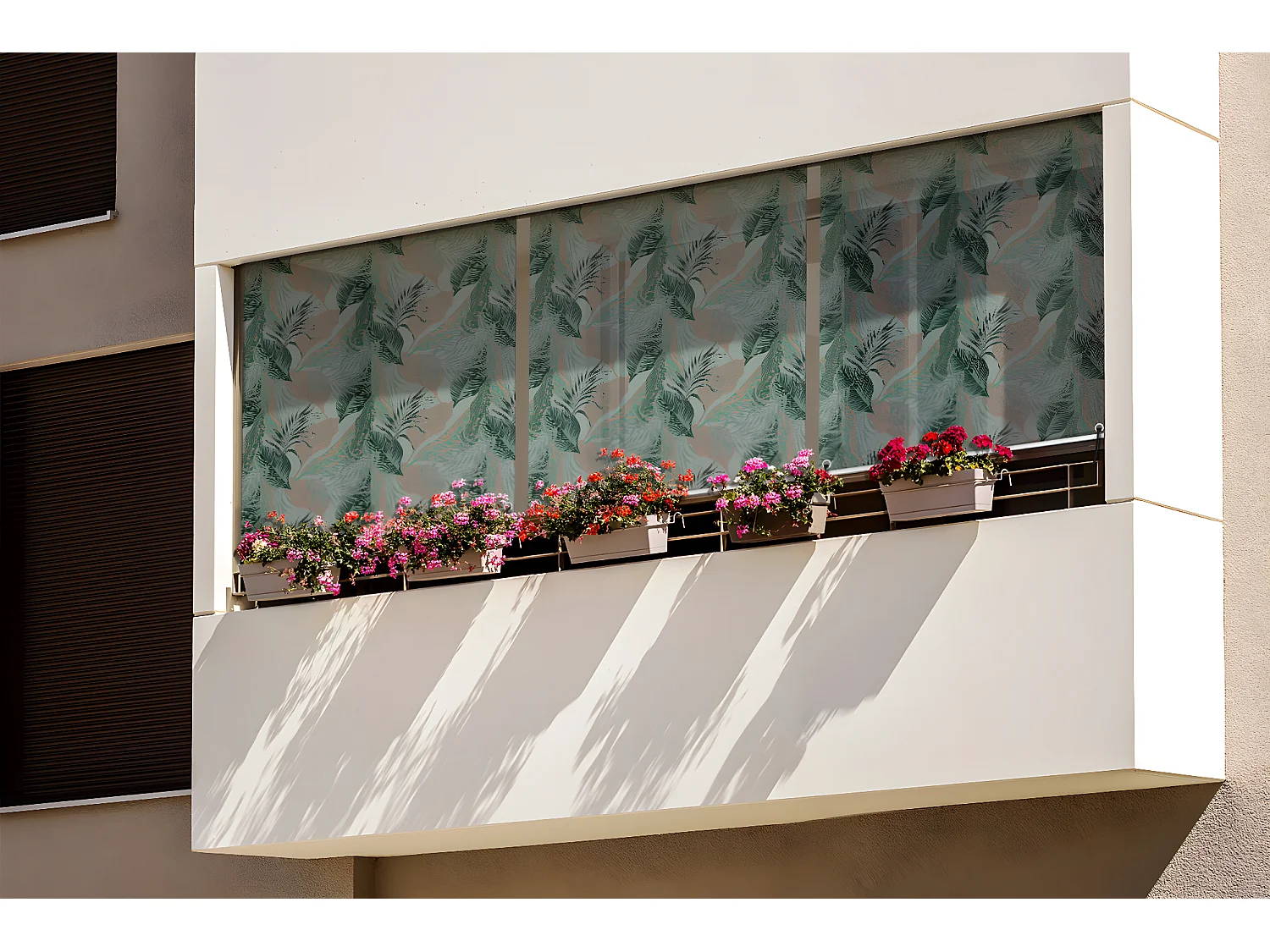 Store enrouleur extérieur original - 80x290 cm - Feuilles au motif tropical Rideau de balcon, Stores enrouleurs de balcon, Rideau pare-soleil