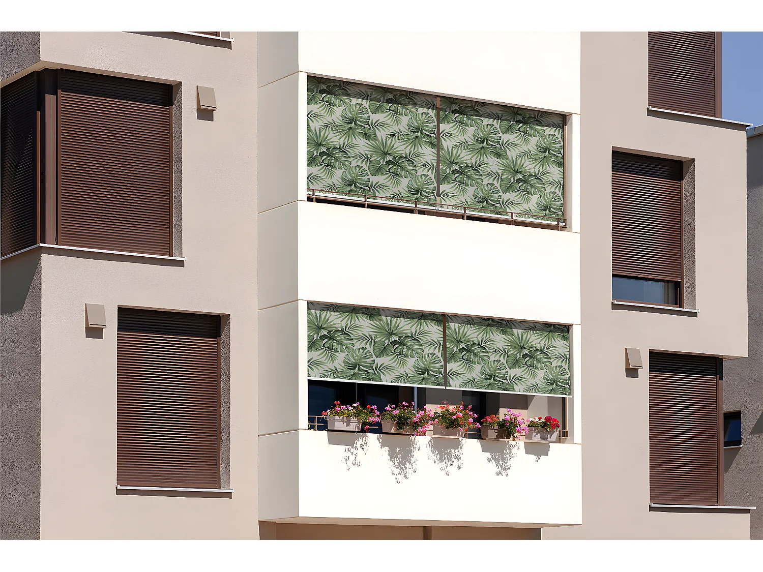 Store enrouleur extérieur moderne - 80x180 cm - Feuilles de plantes tropicales Rideau de balcon, Stores enrouleurs de balcon, Rideau de protection solaire