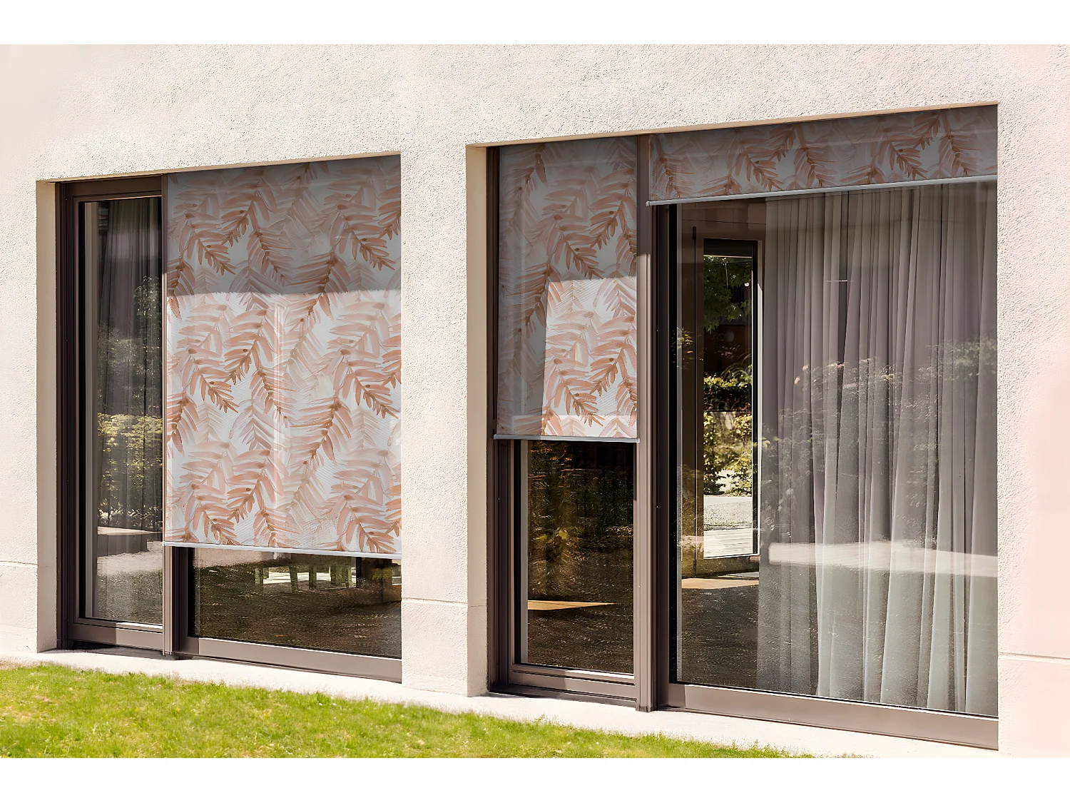 Origineel buitenrolgordijn - 50x290 cm - Pastelbladeren Balkongordijn, Balkonrolgordijnen, Zonwerend gordijn