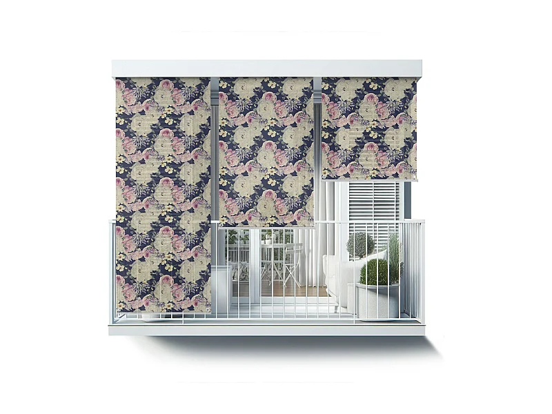 Store enrouleur extérieur unique - 100x180 cm - Fleurs pastel Rideau de balcon, Stores enrouleurs de balcon, Rideau pare-soleil