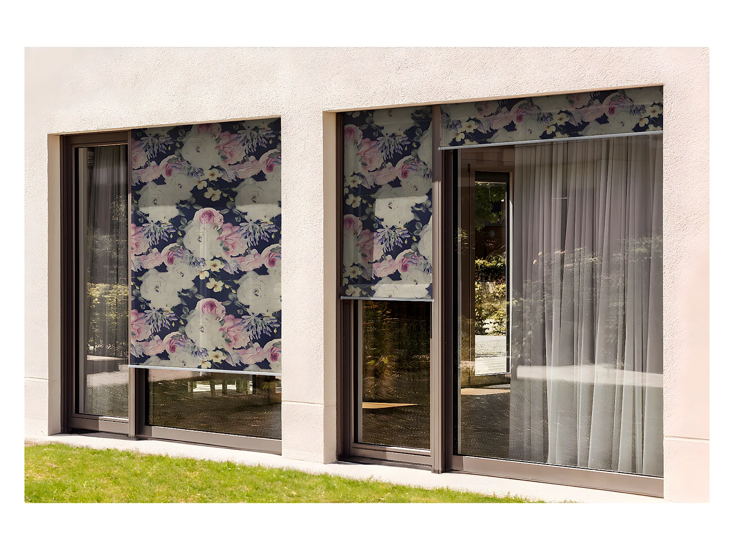Store enrouleur extérieur unique - 100x290 cm - Fleurs pastel Rideau de balcon, Stores enrouleurs de balcon, Rideau pare-soleil