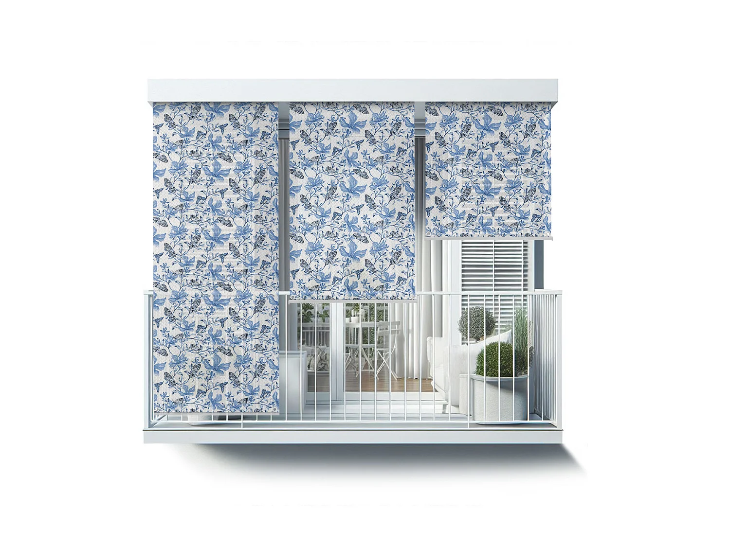Store enrouleur extérieur original - 50x180 cm - Fleurs et papillons Rideau de balcon, Stores enrouleurs de balcon, Rideau pare-soleil