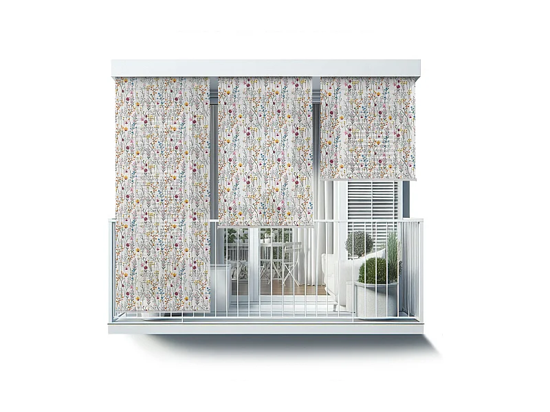 Store enrouleur extérieur élégant - 140x180 cm - Prairie fleurie colorée Rideau de balcon, Stores enrouleurs de balcon, Rideau de protection solaire