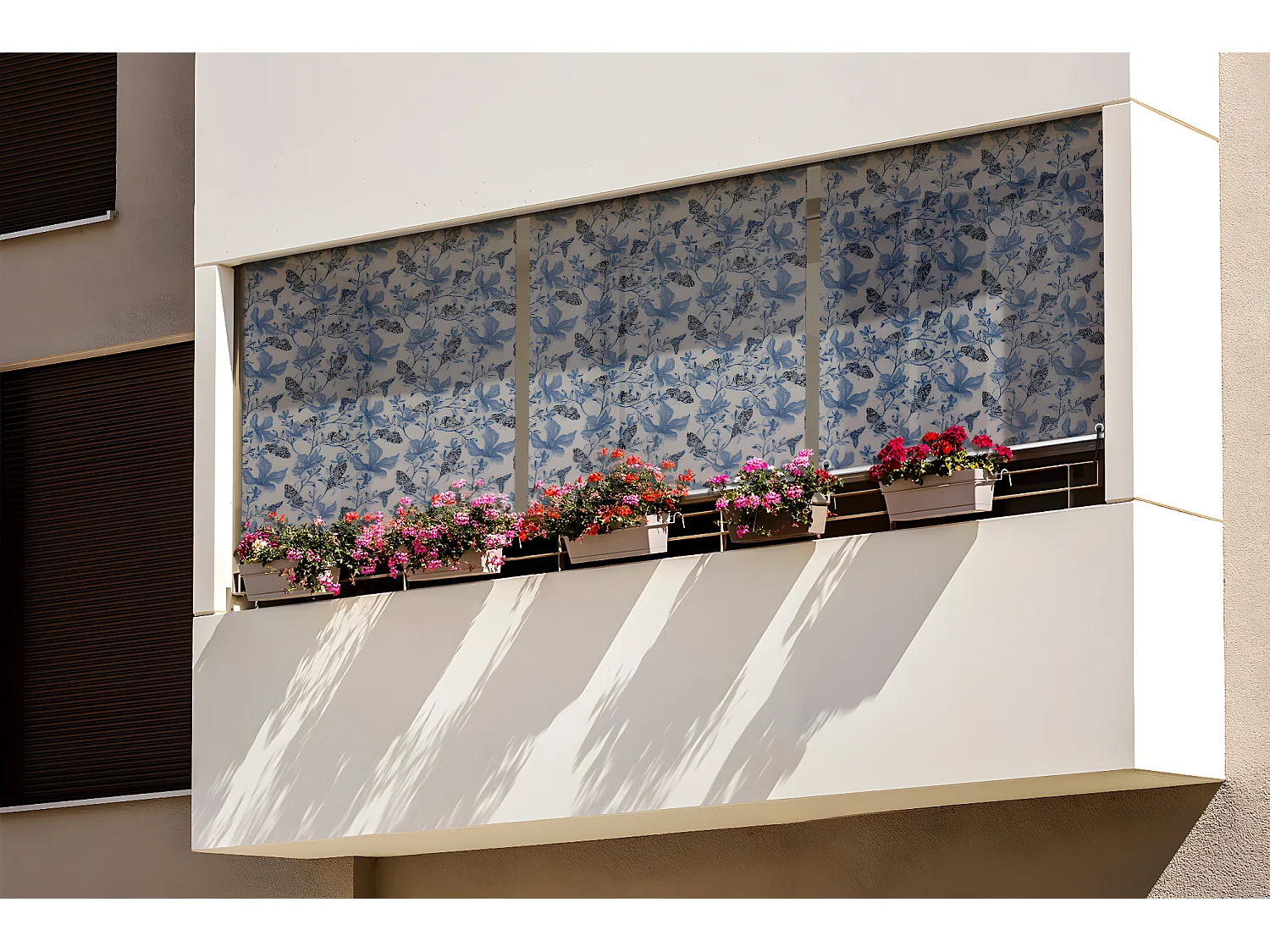 Store enrouleur extérieur original - 50x290 cm - Fleurs et papillons Rideau de balcon, Stores enrouleurs de balcon, Rideau pare-soleil