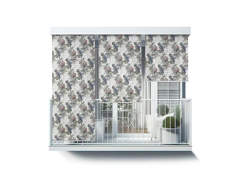 Store enrouleur extérieur unique - 40x180 cm - Perroquets parmi les fleurs Rideau de balcon, Stores enrouleurs de balcon, Rideau pare-soleil