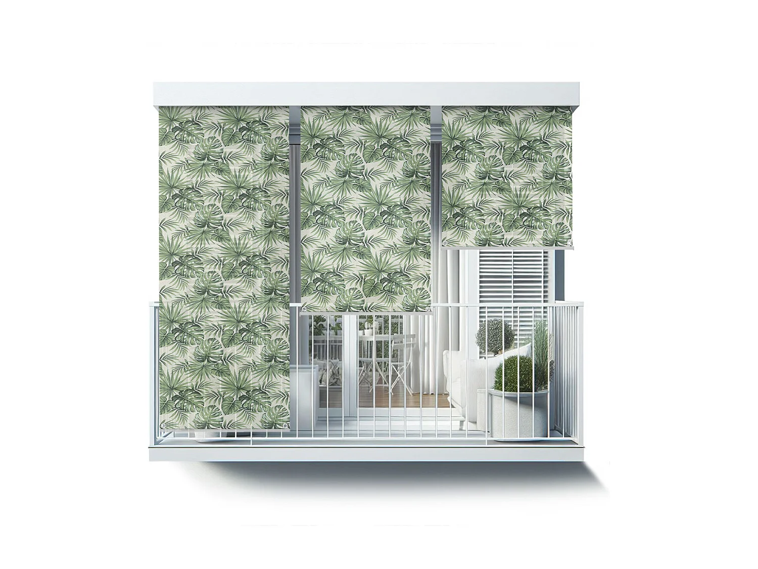 Store enrouleur extérieur moderne - 120x180 cm - Feuilles de plantes tropicales Rideau de balcon, Stores enrouleurs de balcon, Rideau de protection solaire