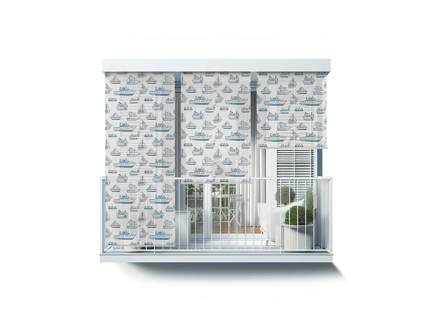 Modern buitenrolgordijn - 150x290 cm - Balkongordijn voor schepen, balkonrolgordijnen, zonwerend gordijn