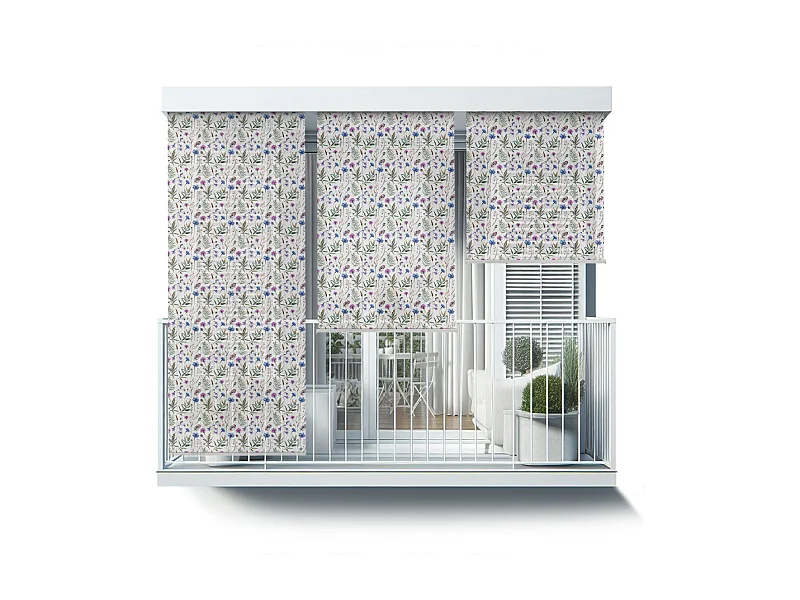 Store enrouleur extérieur original - 60x290 cm - Motif fleurs et feuilles Rideau de balcon, Stores de balcon, Rideau pare-soleil