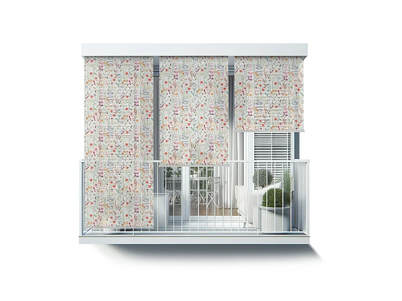 Store enrouleur extérieur moderne - 100x290 cm - Prairie colorée Rideau de balcon, Stores enrouleurs de balcon, Rideau de protection solaire