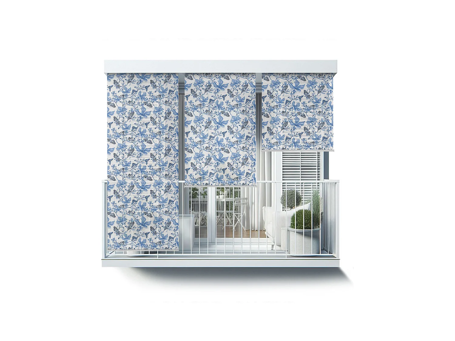 Store enrouleur extérieur original - 150x290 cm - Fleurs et papillons Rideau de balcon, Stores enrouleurs de balcon, Rideau pare-soleil