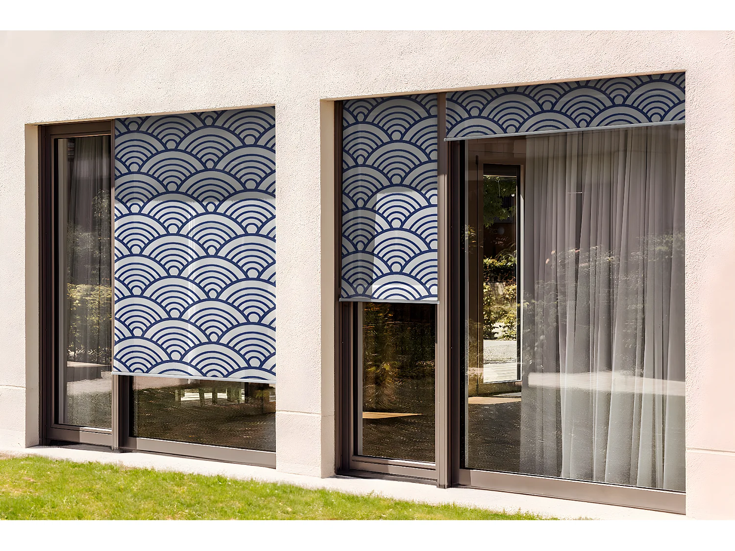 Store enrouleur extérieur élégant - 140x180 cm - Motif de style japonais Rideau de balcon, Stores enrouleurs de balcon et Rideau de protection solaire