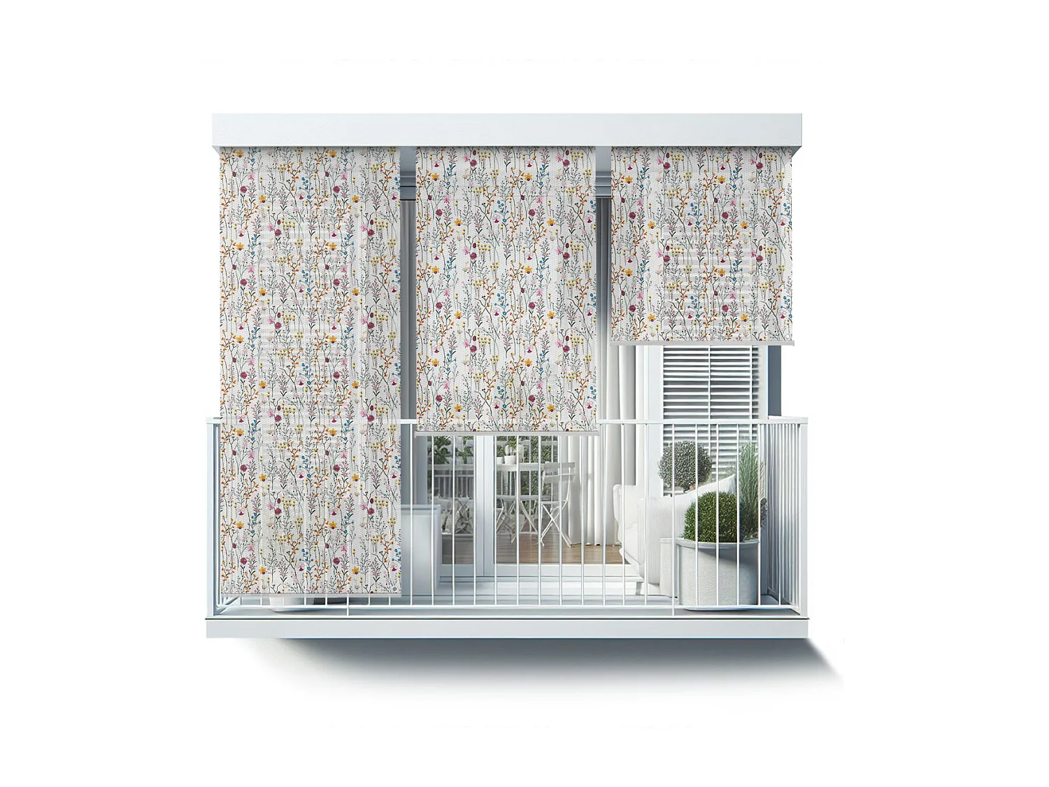 Store enrouleur extérieur élégant - 60x290 cm - Prairie fleurie colorée Rideau de balcon, Stores enrouleurs de balcon, Rideau de protection solaire